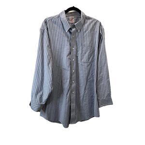 Brooks Brothers 1818 Supima Cotton Blue White Striped Button Down Shirt 17.5-34